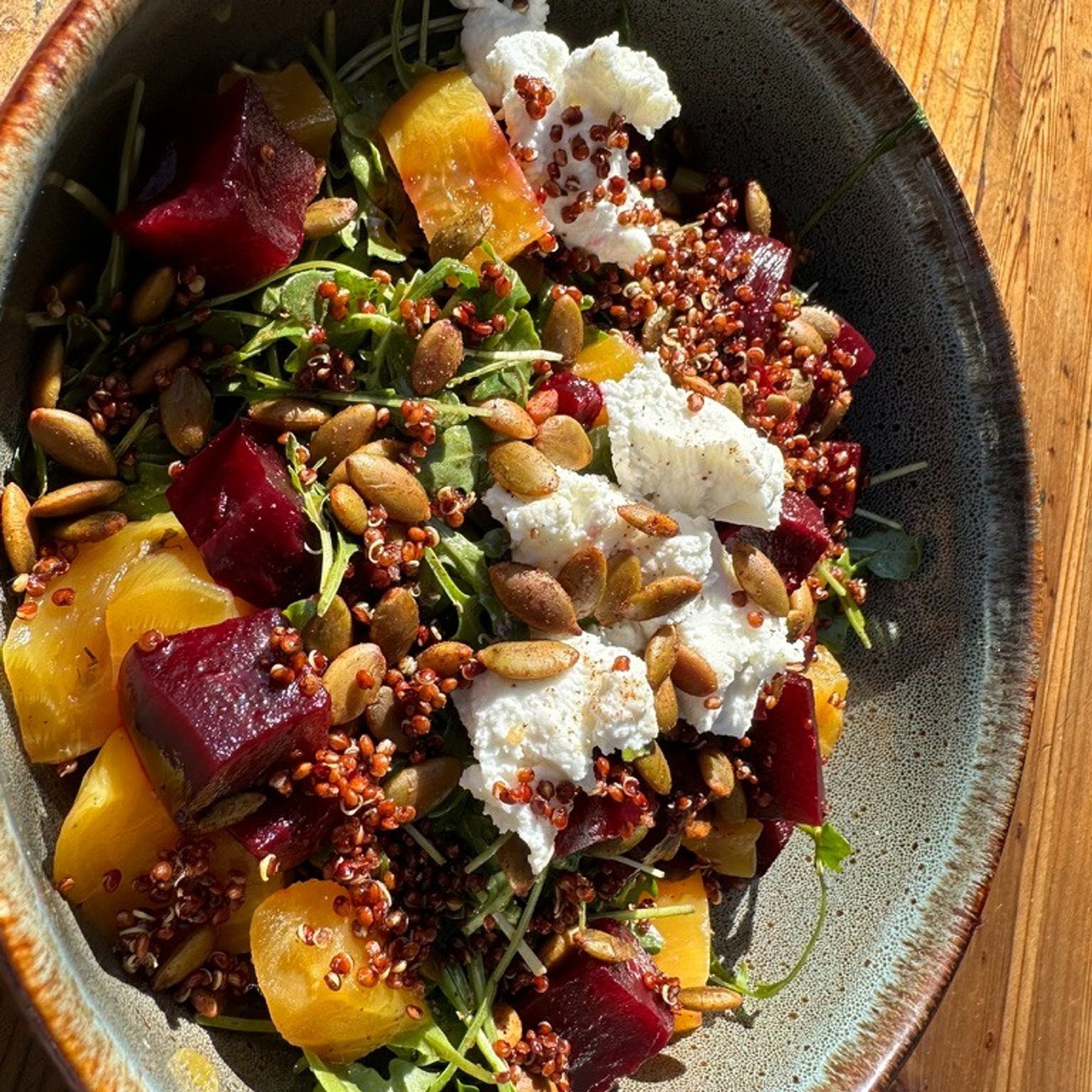 Roasted Red & Golden Beets with Goat Cheese