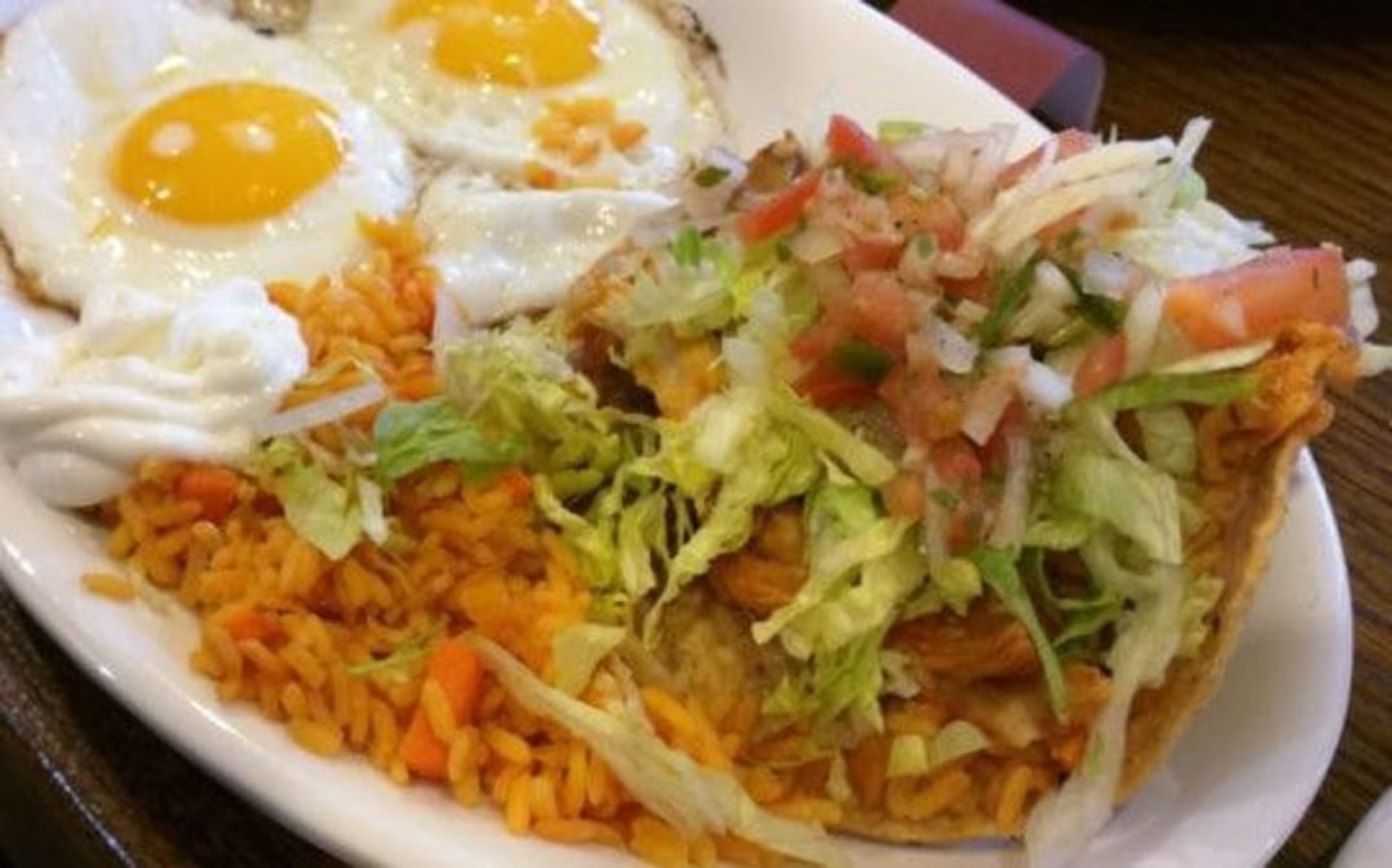 Mexican Chicken Tostada & Eggs