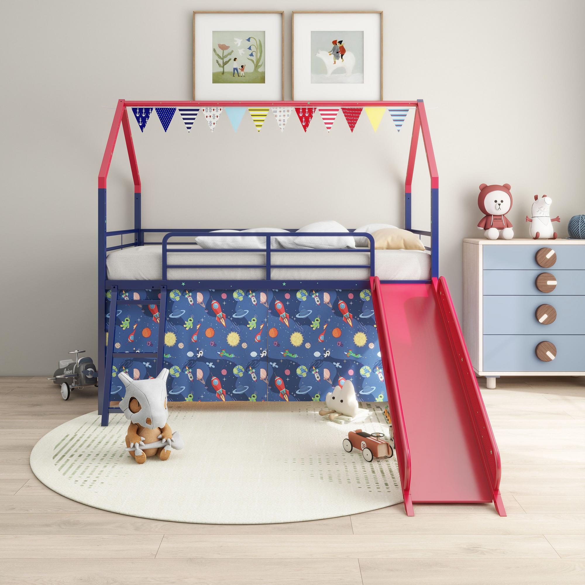 Twin Jack Metal Loft Bed - Blue & Red