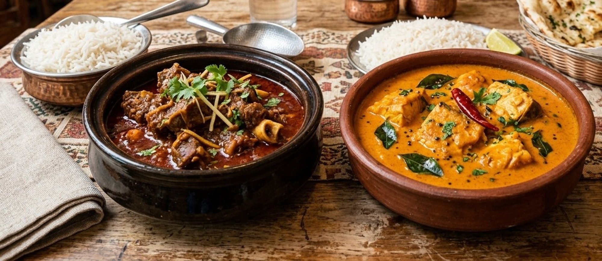 Any 2 goat or sea food Curry