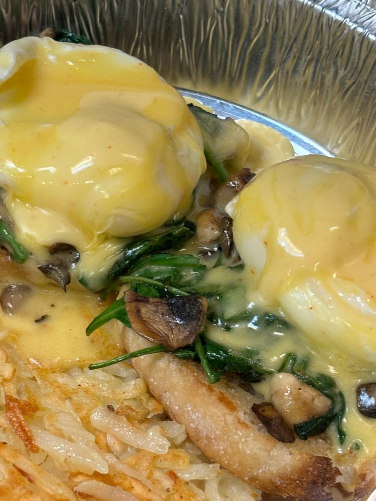 Baby Spinach and Sauteed Mushroom Benedict