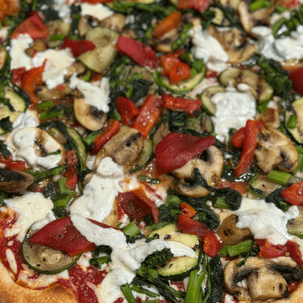 Grilled Vegetables & Broccoli Rabe Pizza