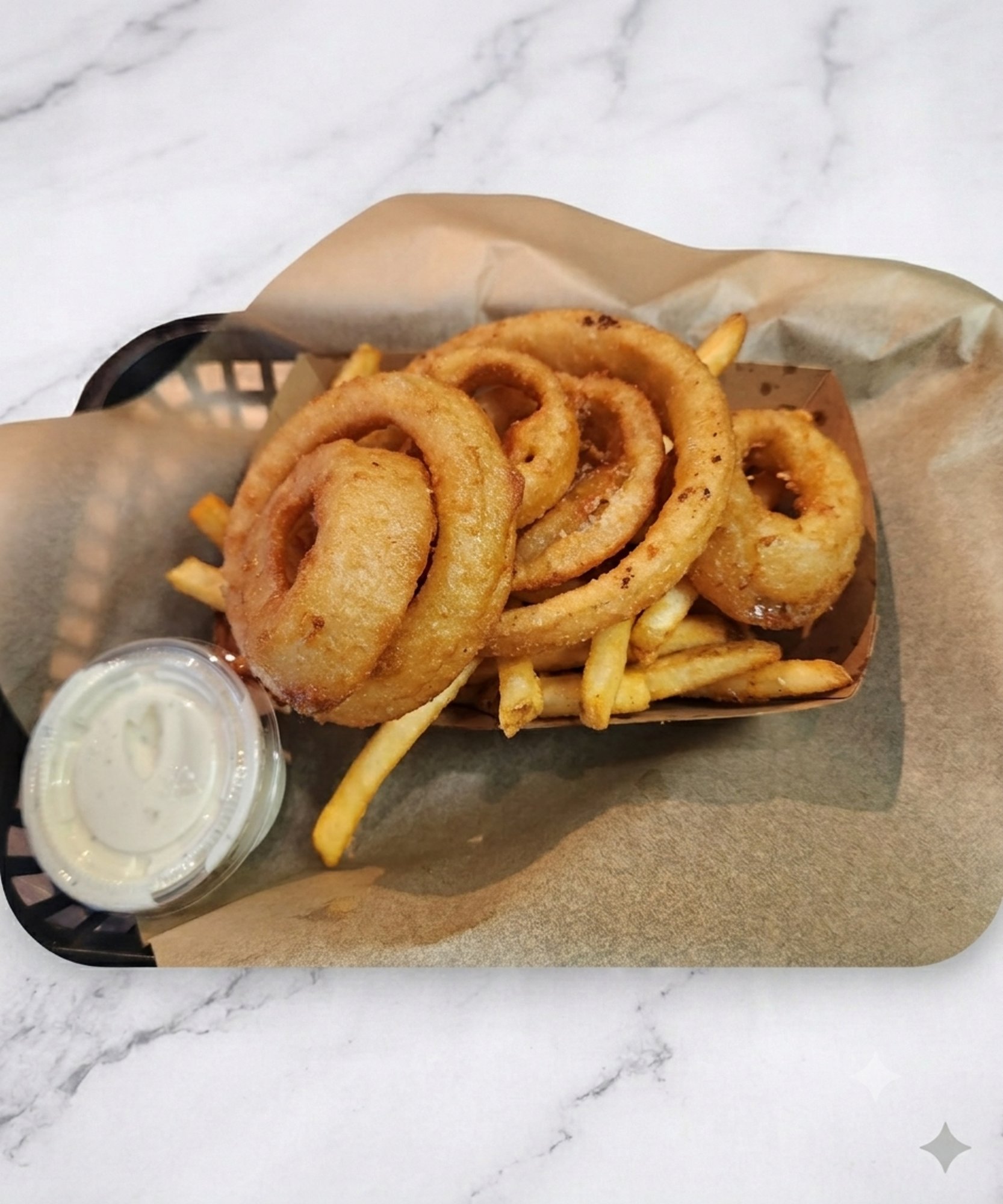 1/2 Fries & 1/2 Onion Rings
