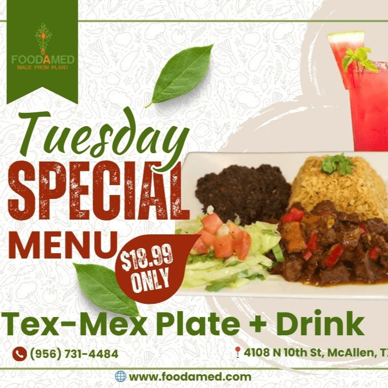 Tuesday- Tex-Mex Plate + Drink