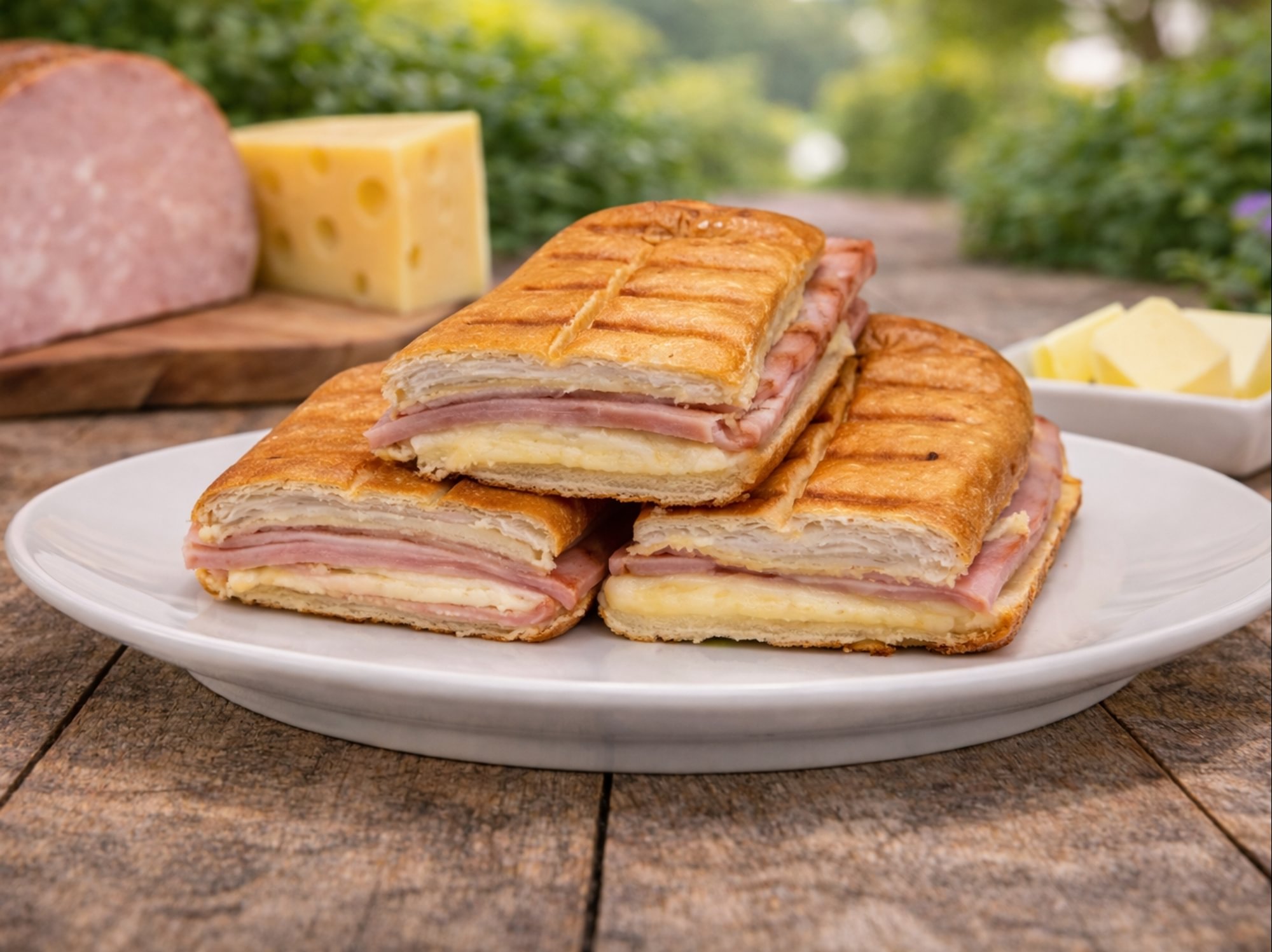 Pan Tostada con Jamon y Queso