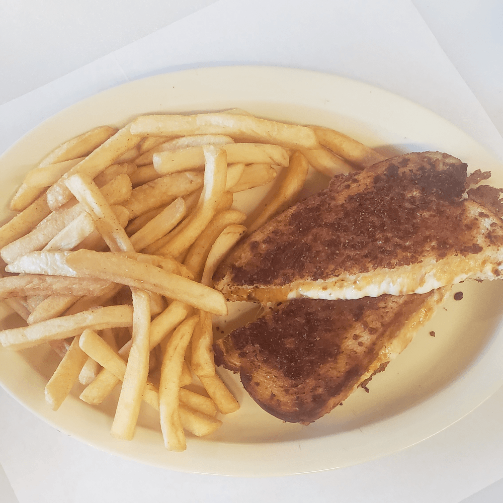 Four Cheese Grilled Cheese with Fries