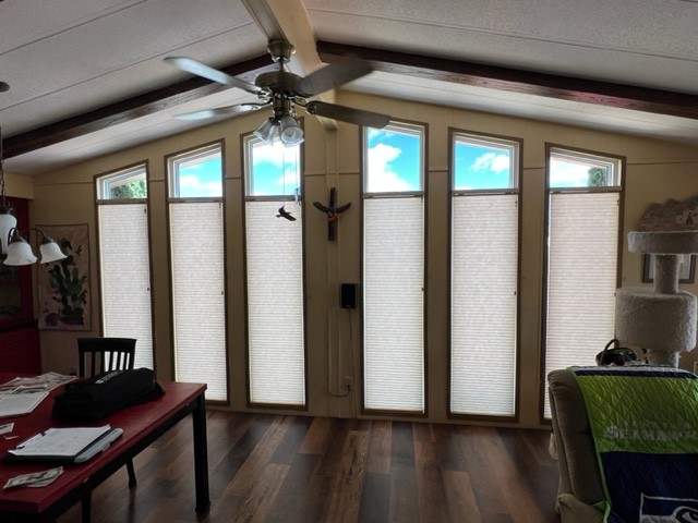 Cellular shades mounted to Palladian Shelves.  Green Valley, AZ