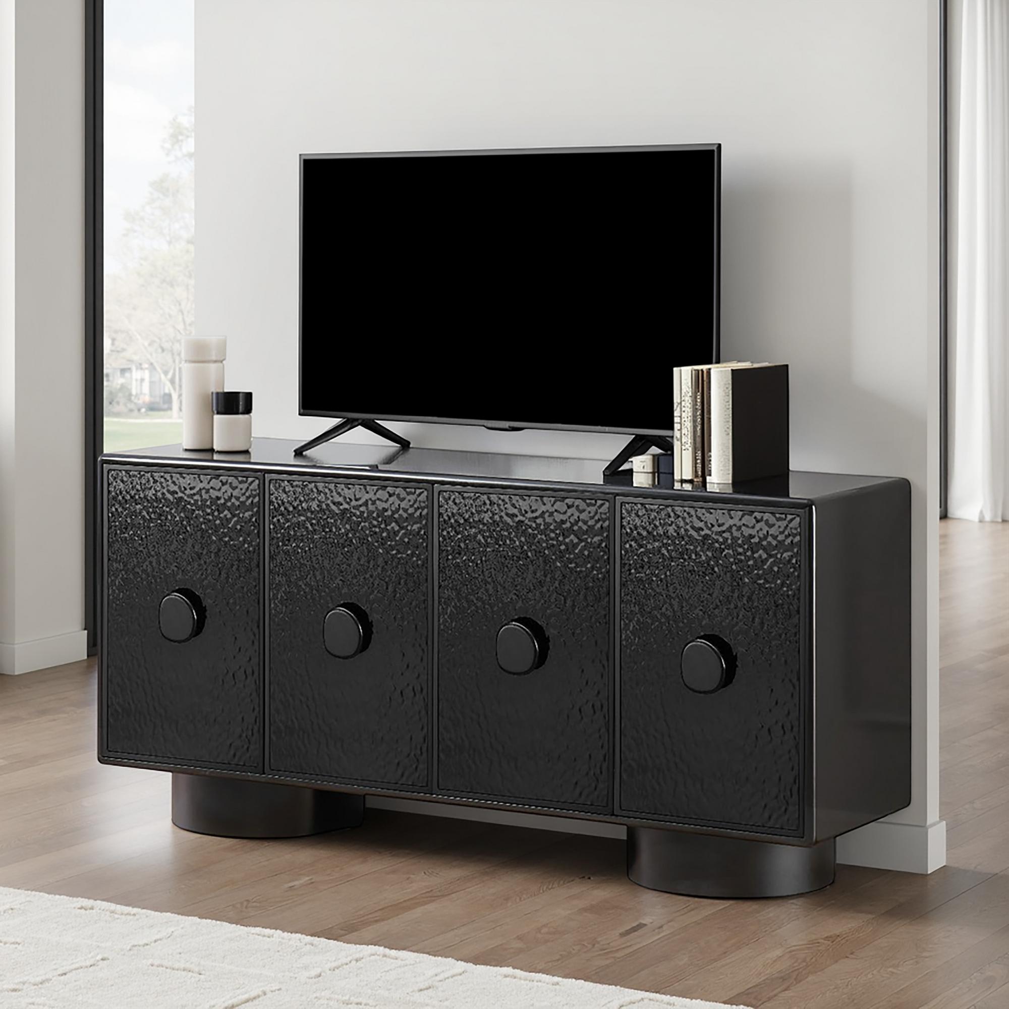 4-Door TV Credenza - Black