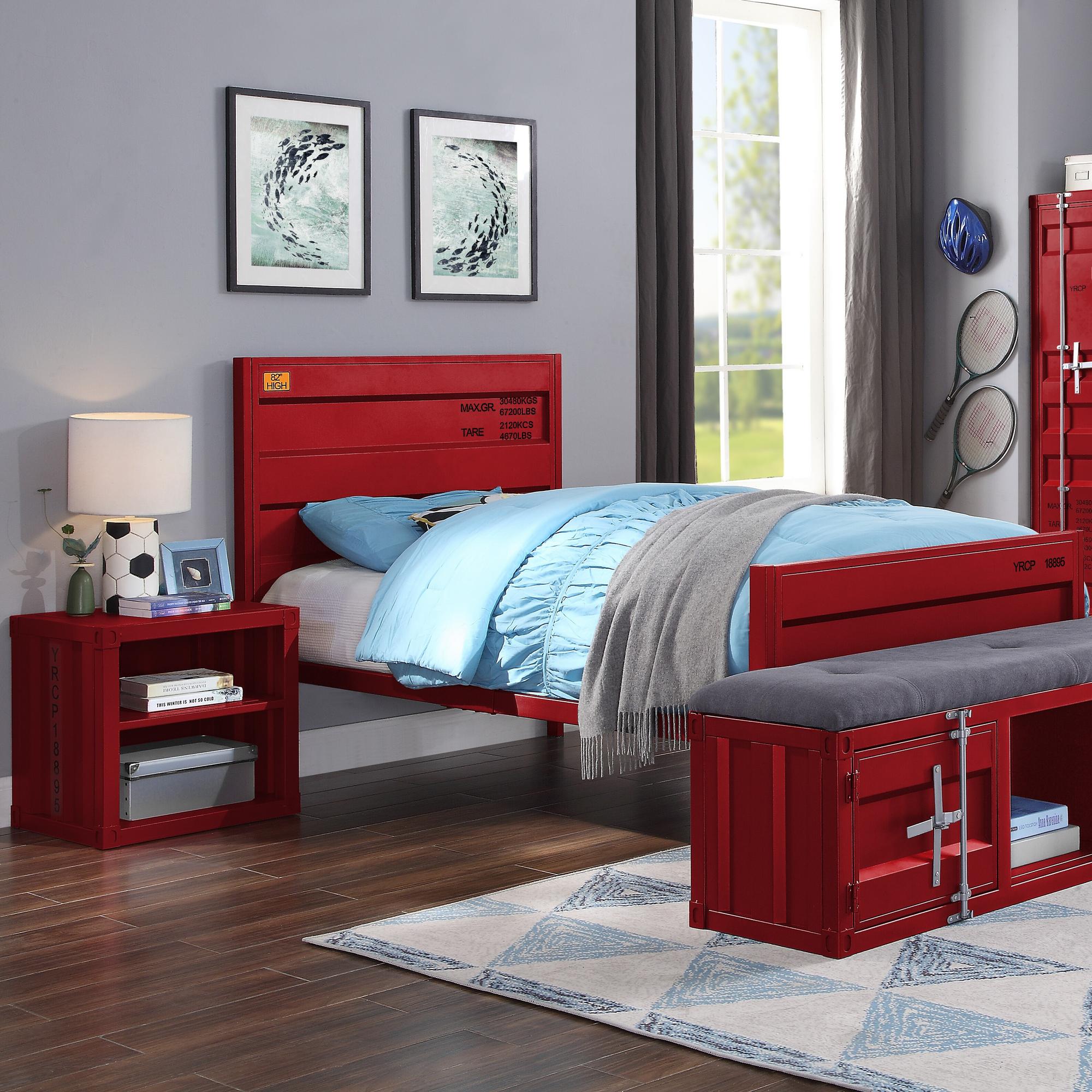 Full Cargo Bed w/Nightstand - Red 