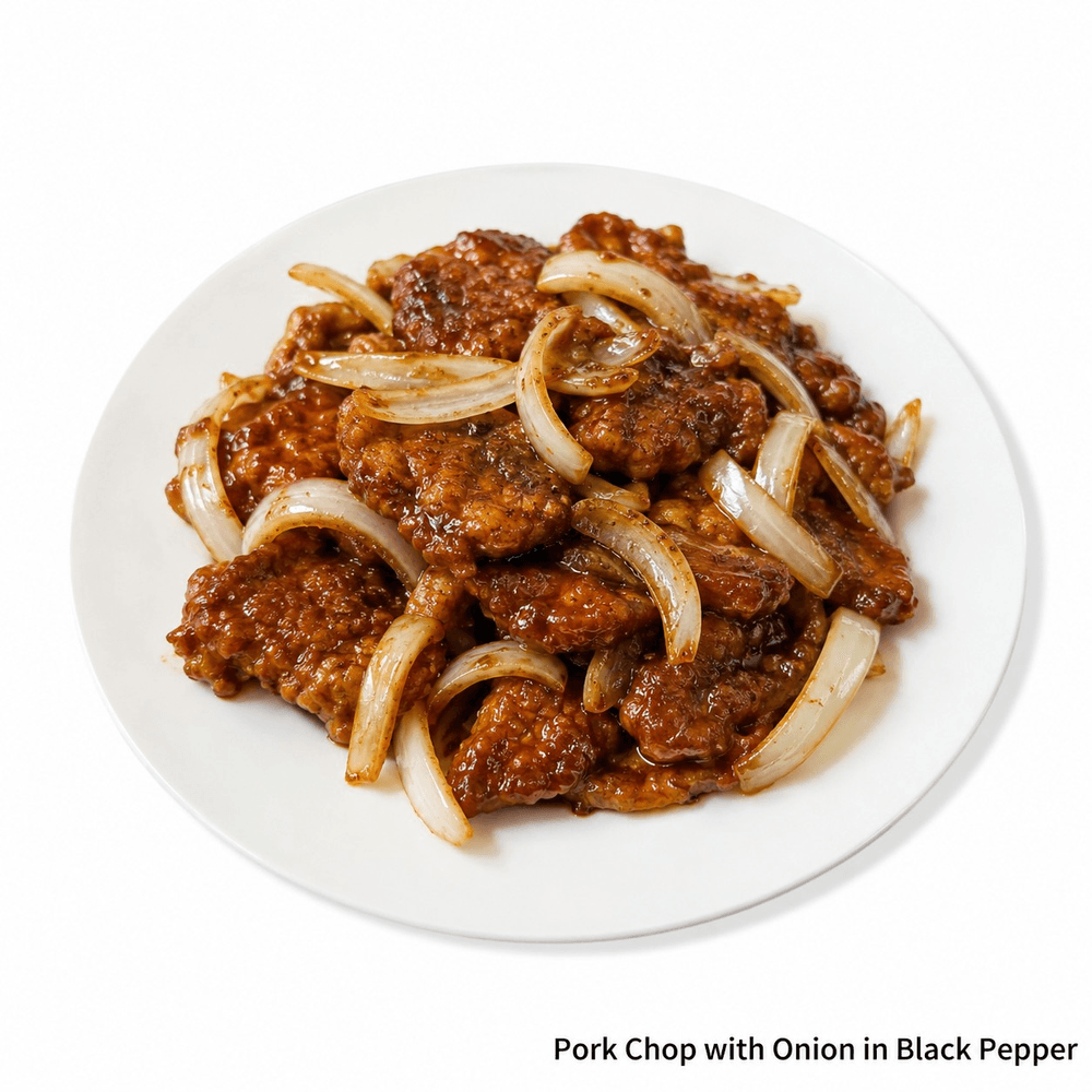 Pork Chop with Onion in Black Pepper Sauce