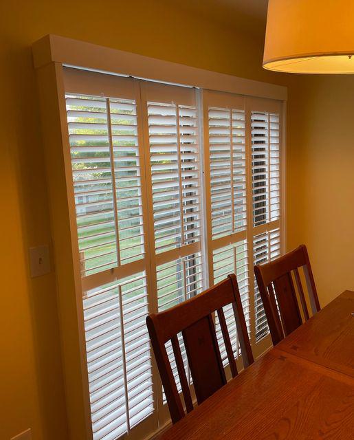 Think you can't have shutters on sliding doors? Think again! Here in this Greencastle home, we installed Sliding ByPass Shutters in front of these doors-and it looks amazing!  BudgetBlindsPlainfieldIN  GreencastleIN  SlidingByPassShutters  FreeConsultation  WindowWednesday