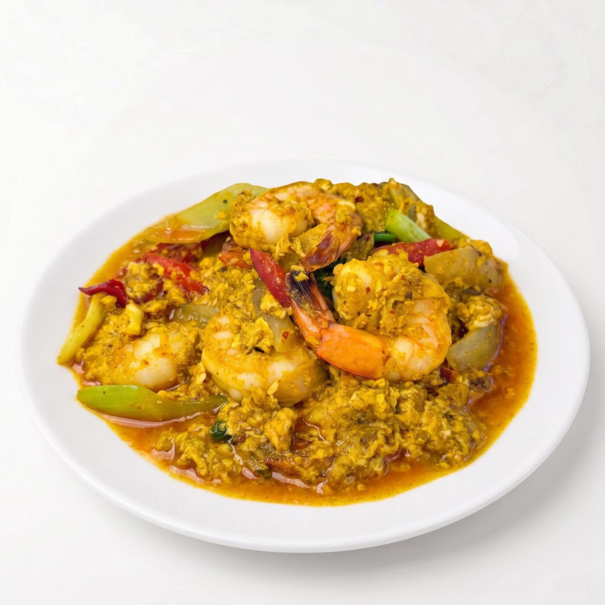 Goong Pad Pong Karee (Shrimp in Curry Sauce)