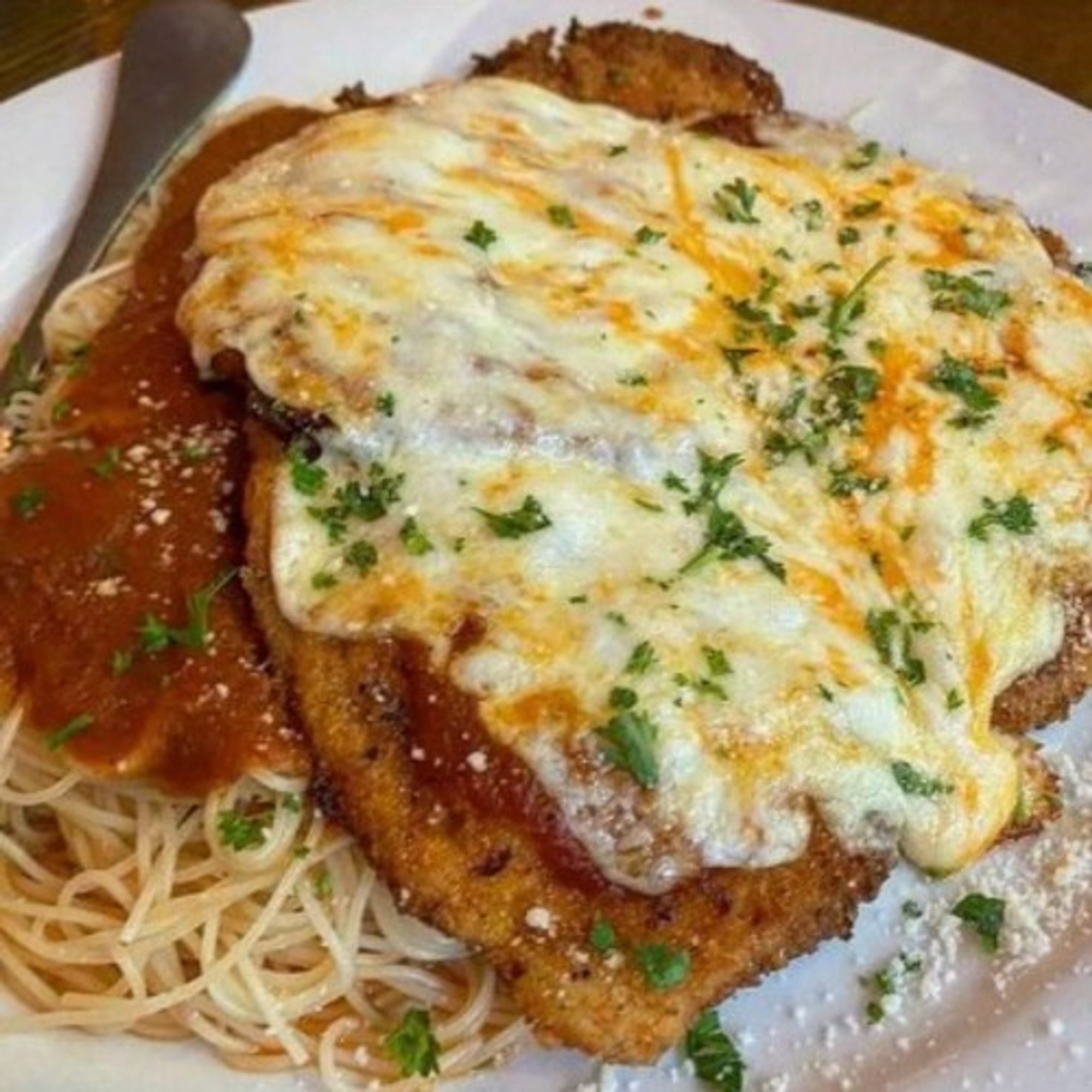 Veal or Chicken Parmesan with Pasta
