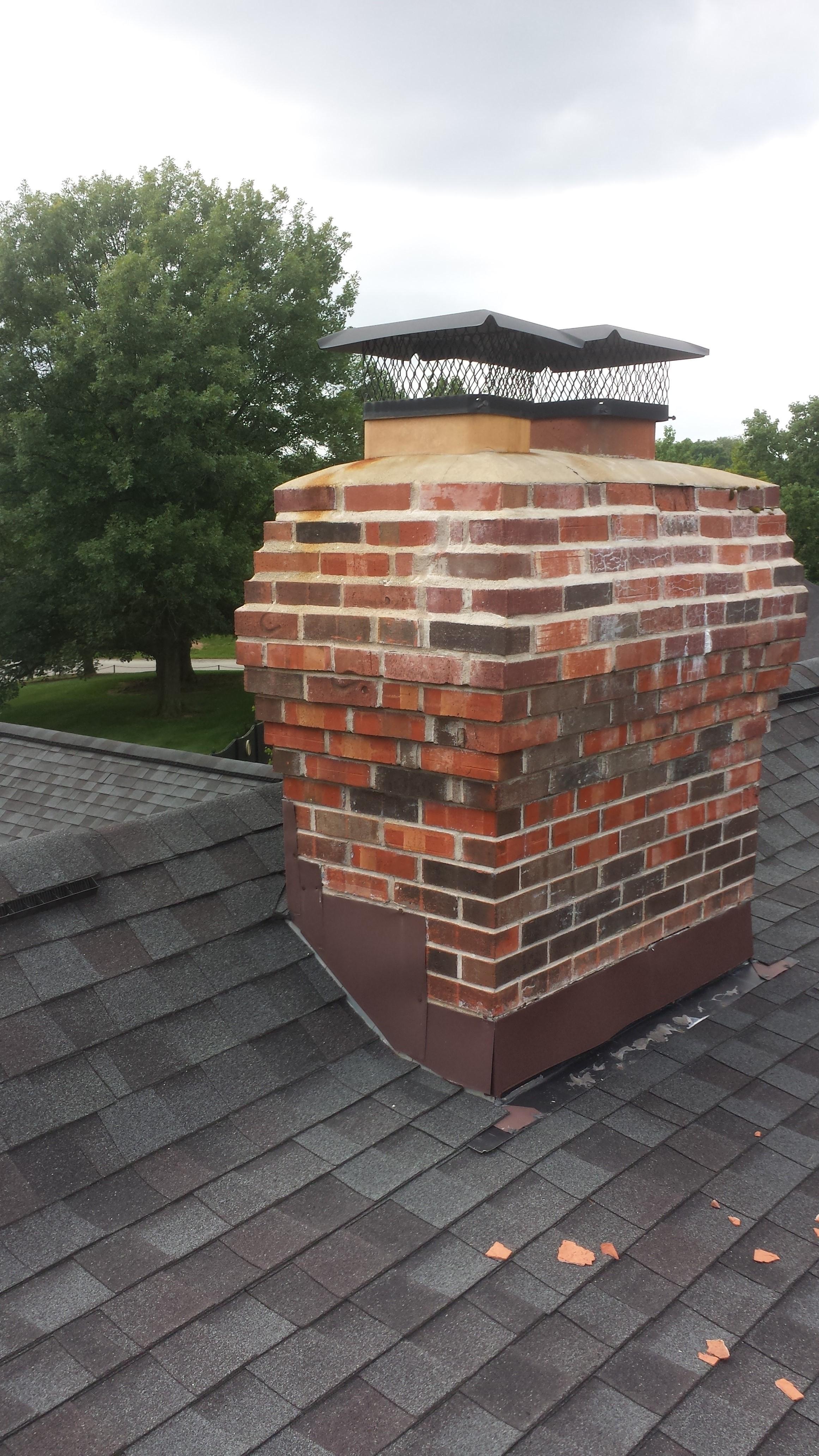 When brick are stepped in on the top of a chimney it causes a lot of problems