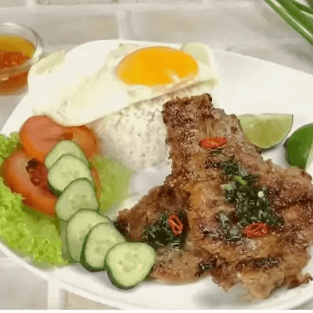 72. Grilled Pork Chop with Steamed Rice / Cơm Sườn Nướng