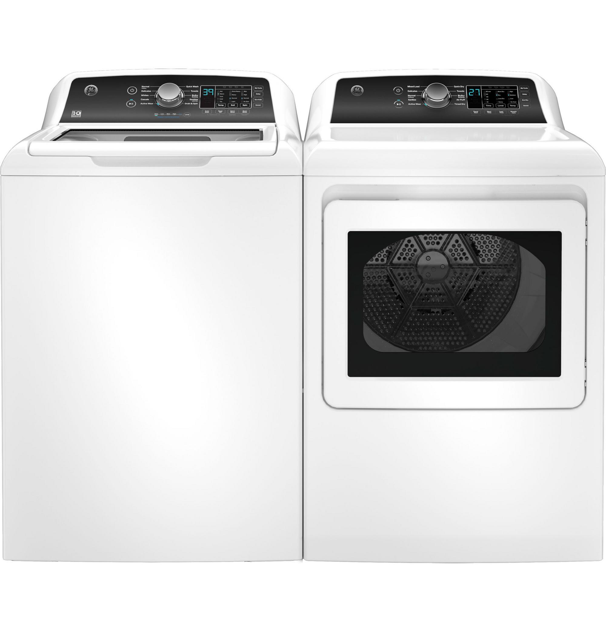 4.5 cu. ft. GE Top Load Washer & 7.4 cu. ft. Electric Dryer Laundry Set - White