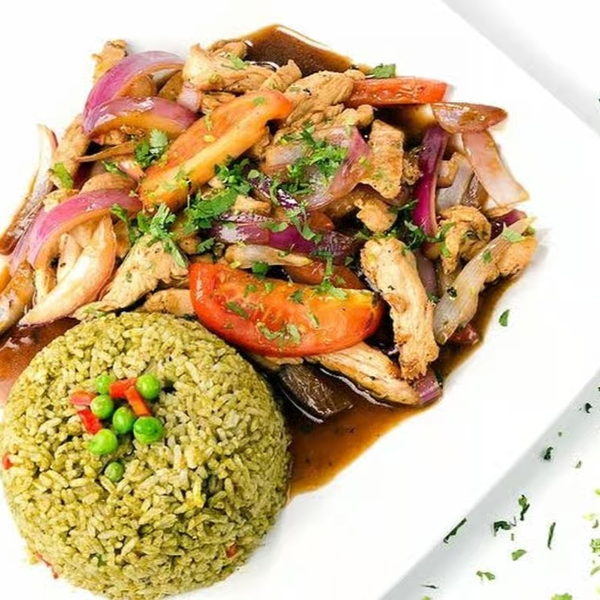 Cilantro Rice with Pollo Saltado