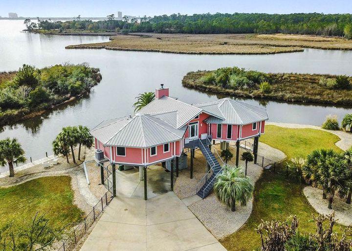 This home, elevated 18-ft., built on the Gulf Coast, replaced a 