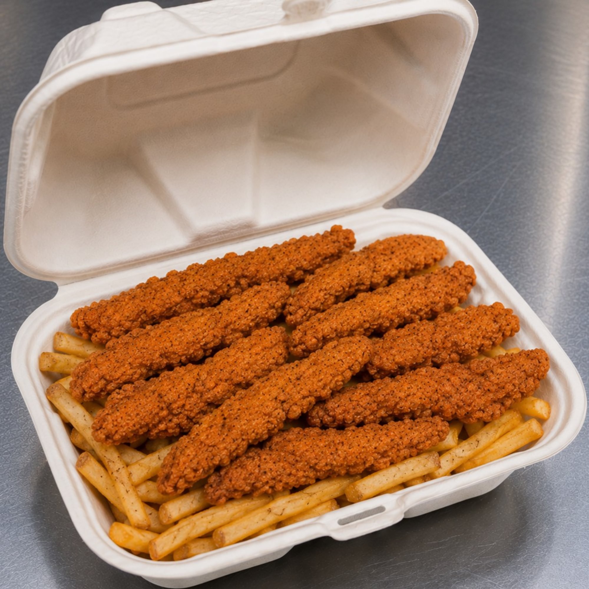 Spicy Chicken Strips with Fries