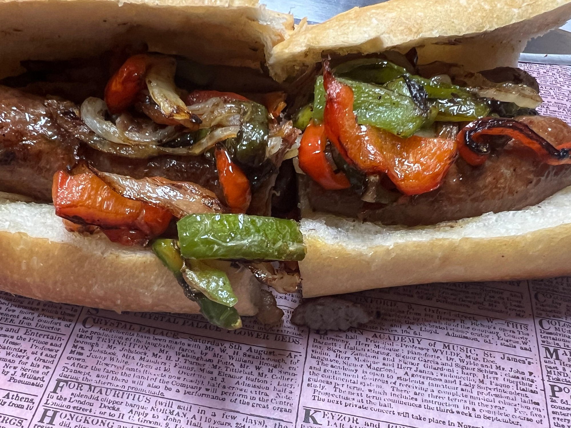 Grilled Sausage Sub with fries