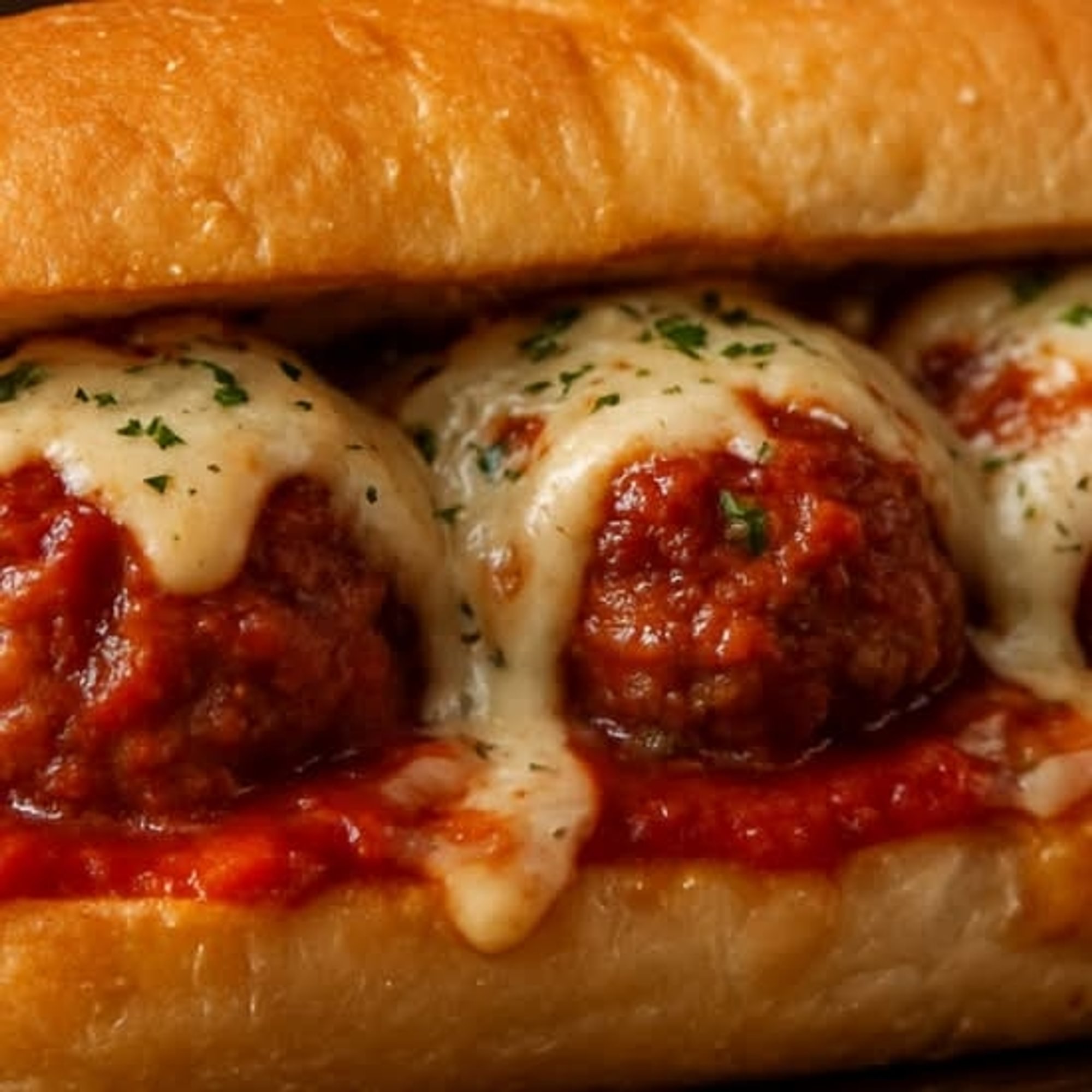 Meatballs Parmigiana Sandwich.