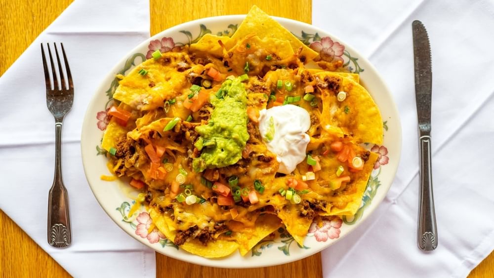 2. Nachos with Carnitas, Ground Beef, Chicken or Beans