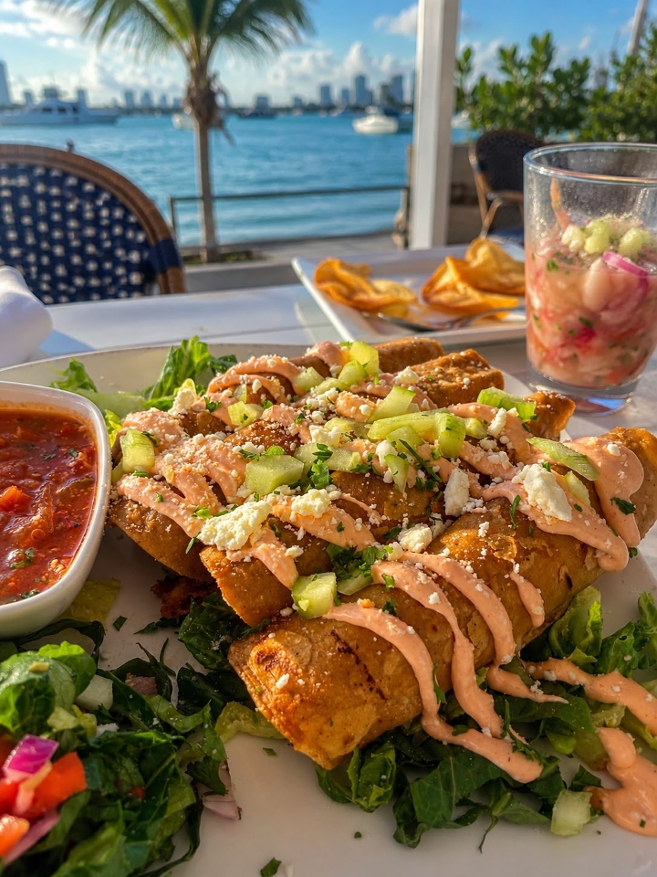 Flautas al Shrimp Diablo