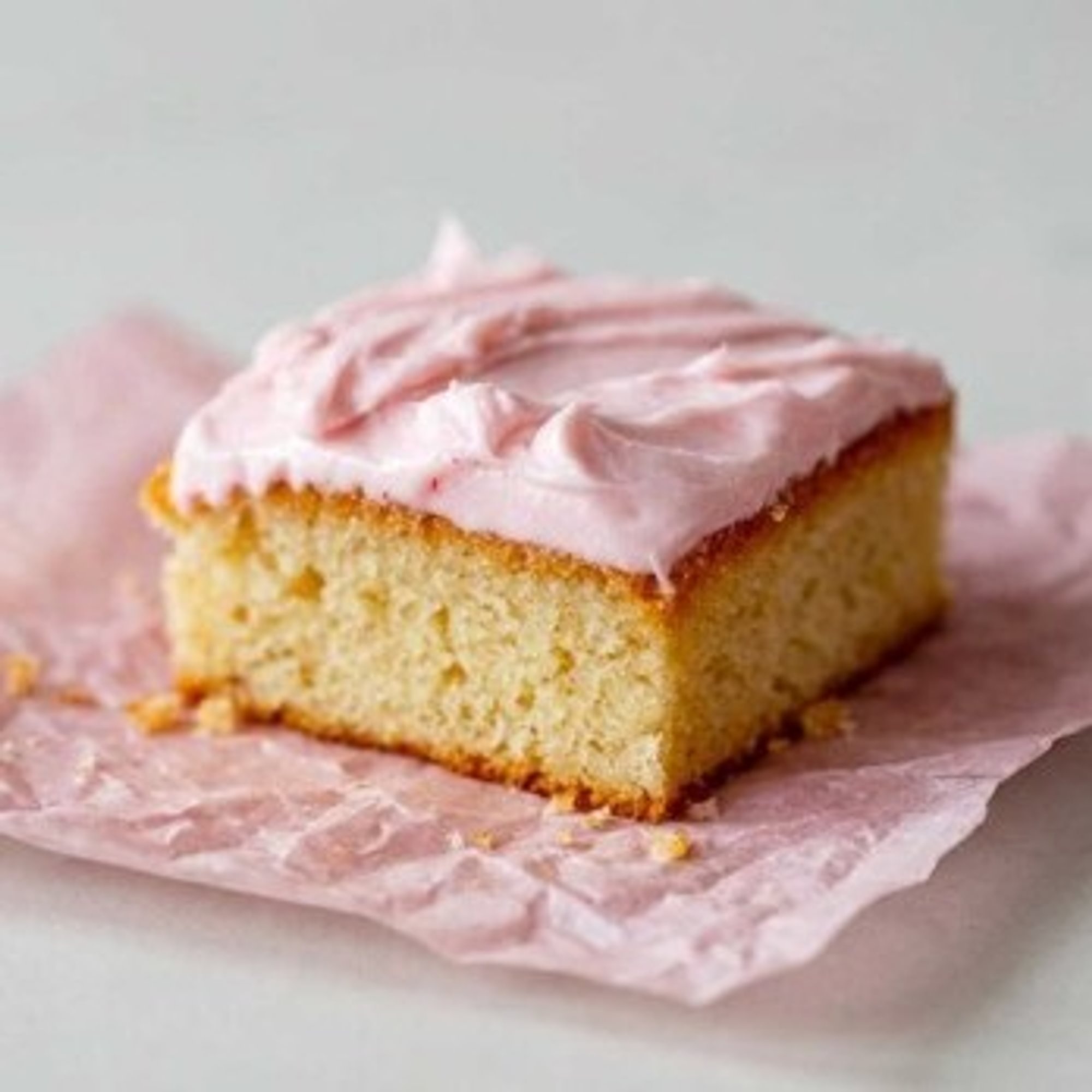 White Cake Slice w/ Strawberry Icing