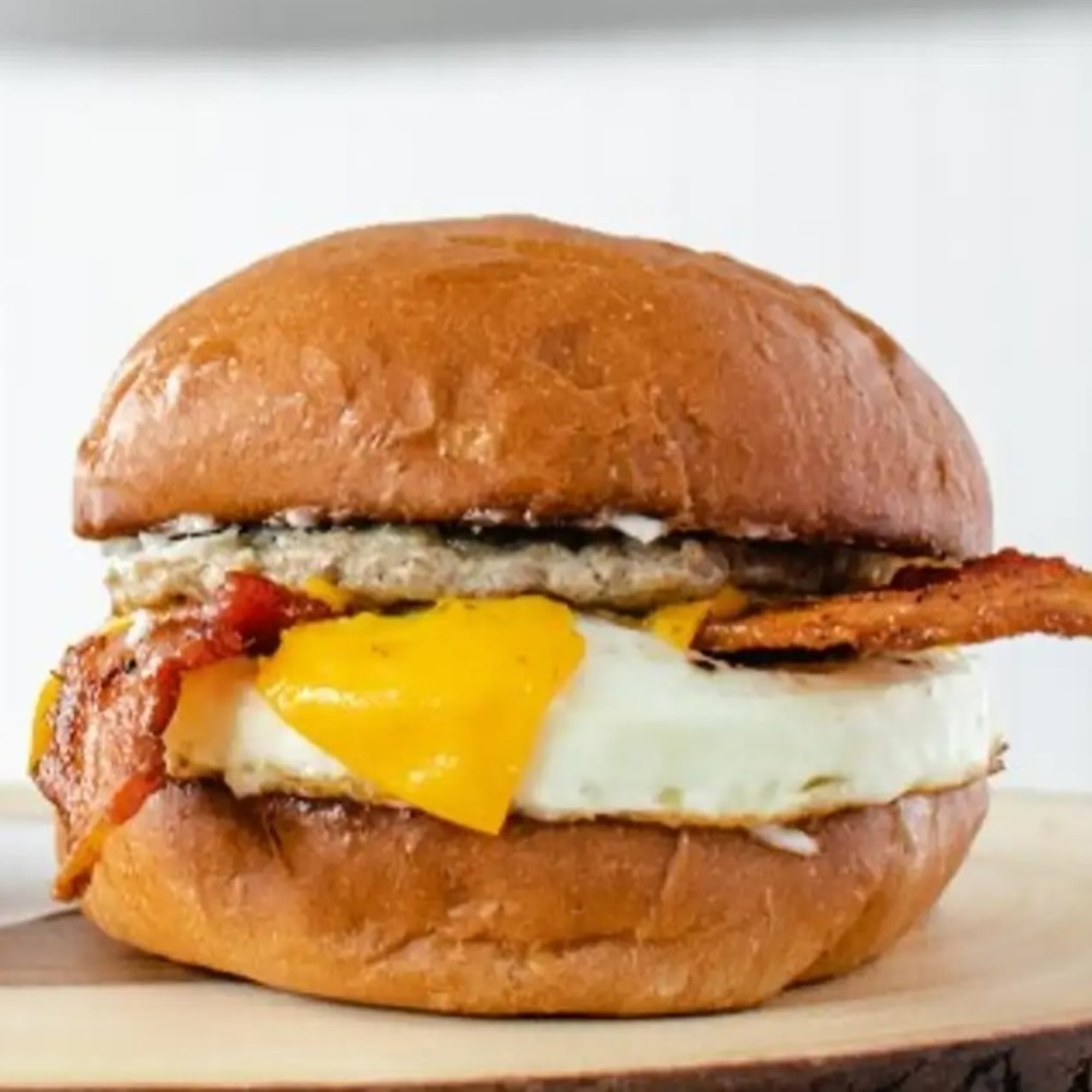 Bacon, Sausage, Eggs-N-Cheez Sandwich