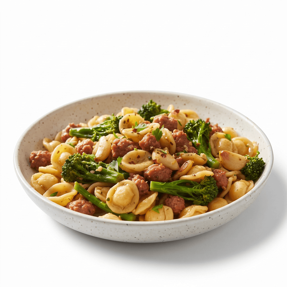 Pasta with Broccoli Rabe, Sausage, Garlic, & Oil
