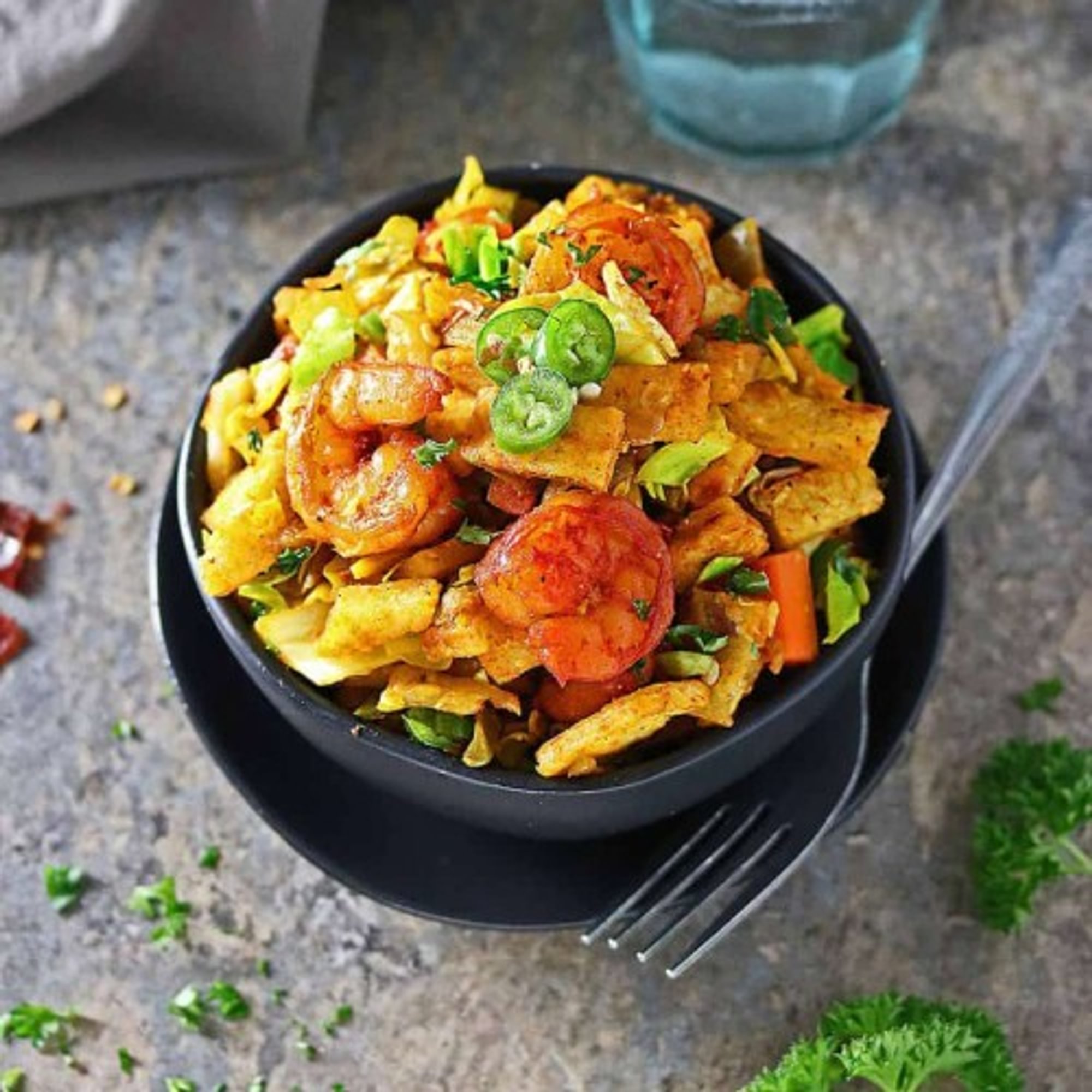 Shrimp Kothu Parata