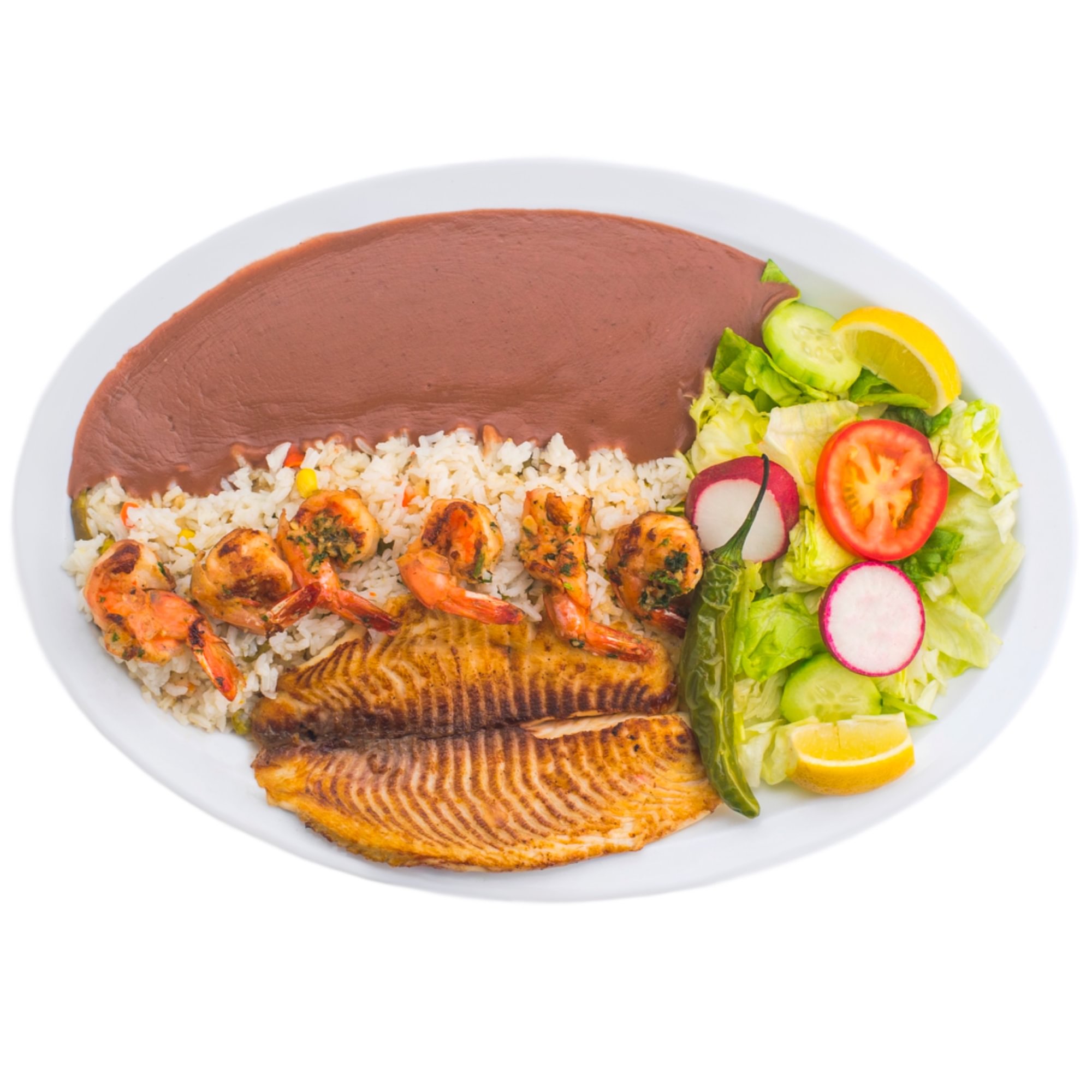 Filete De Pescado Y Camarones Al Mojo De Ajo
