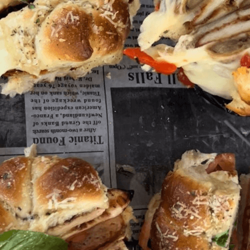 Eggplant Parmigiana Garlic Knot Sandwiches