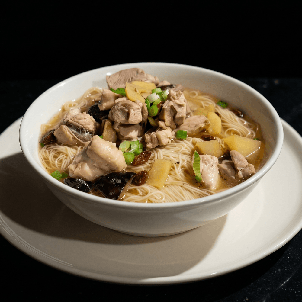 Chicken Noodle Soup with Sesame Oil and Ginger
