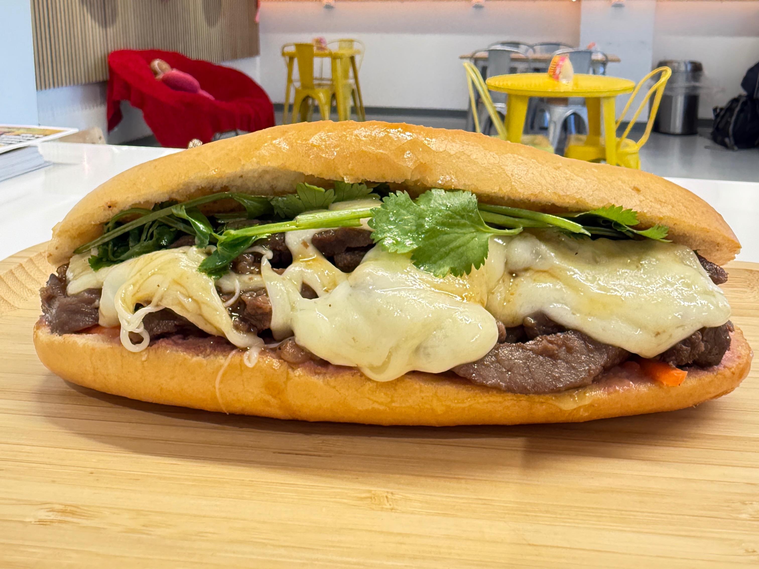 Cheesy Grilled Beef Banh Mi