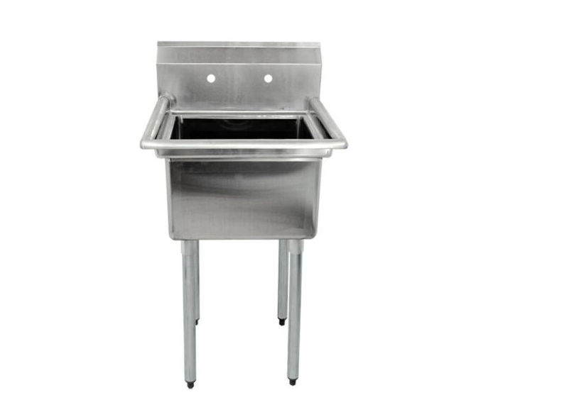 Zanduco 23" 18-Gauge One Compartment Stainless Steel Sink with 3.5" Center Drain and No Drain Board
