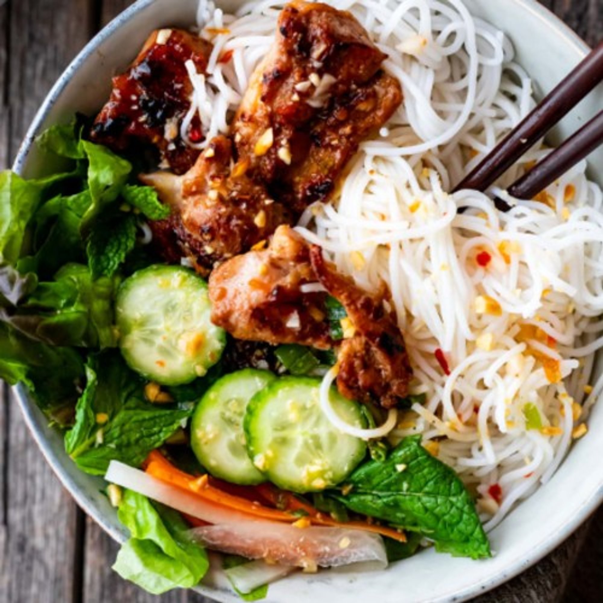 Vermicelli with Grilled Chicken - Bun Ga Nuong