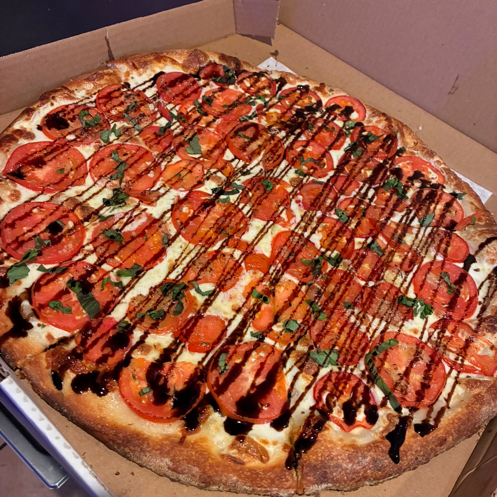Fresh Tomato Fresh Mozzarella Pizza.