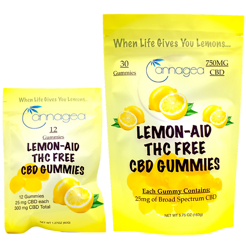 Cannagea Lemon-Aid CBD Gummies – 25mg Broad Spectrum (THC-Free)