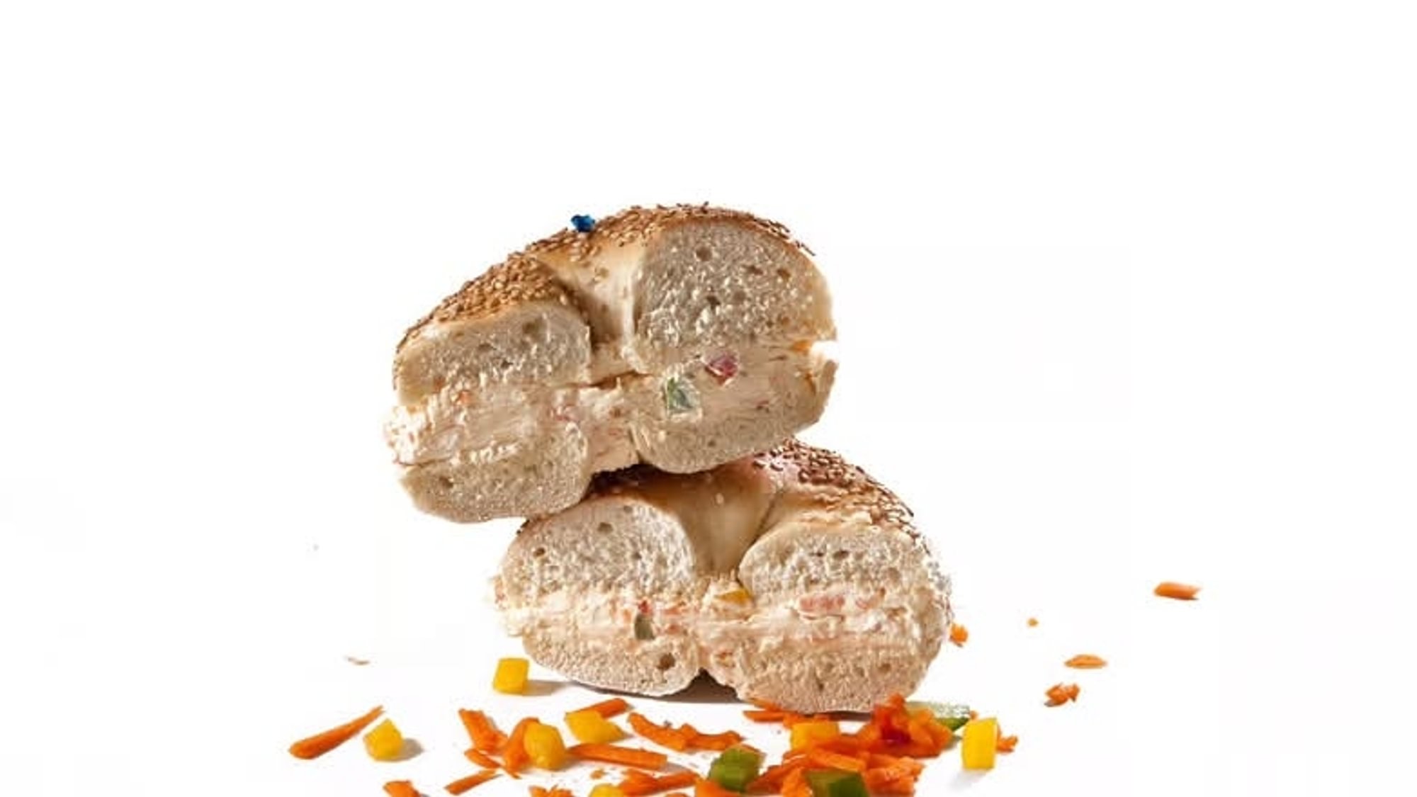 Vegetable Cream Cheese on a Bagel