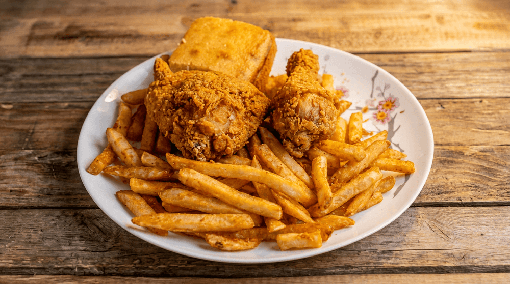 #1: 2pc Chicken, Side, Soda & Cornbread
