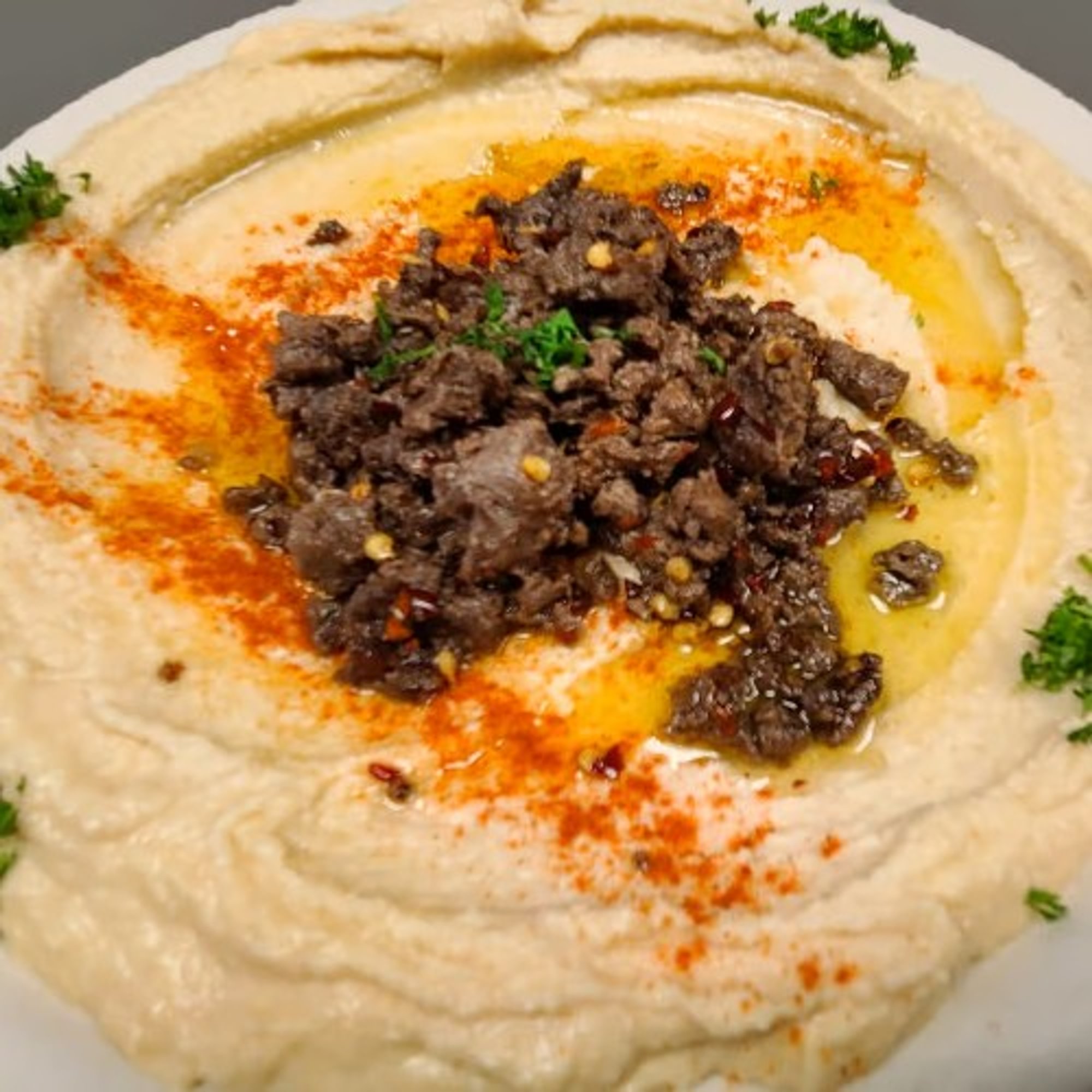 Hummus with Spicy Awarma