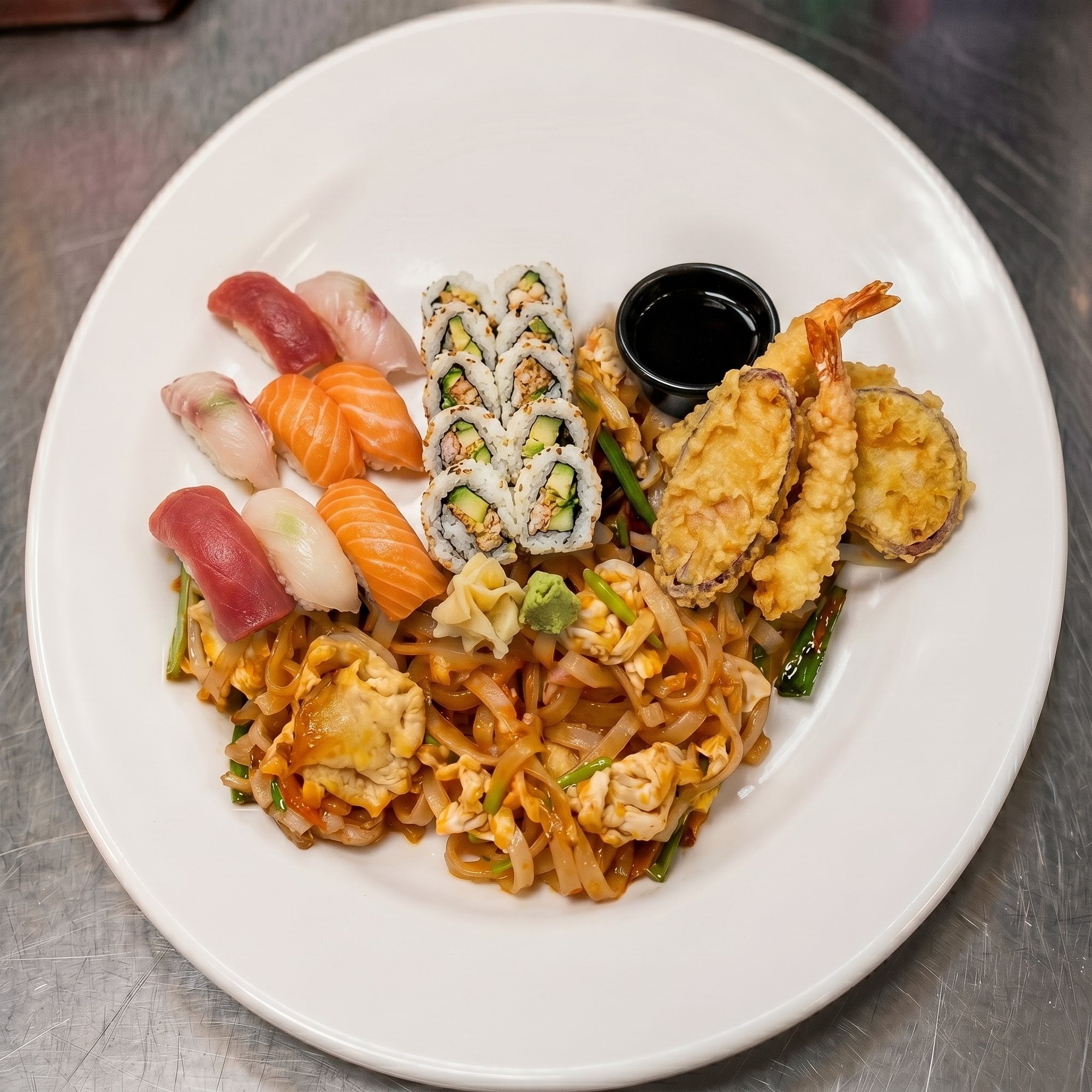 Sushi, Sashimi, and Shrimp Tempura