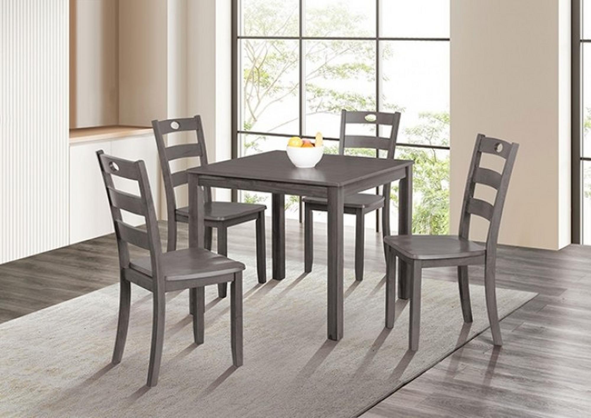 Lubbock Dining Set w/ Table & 4 Chairs - Gray
