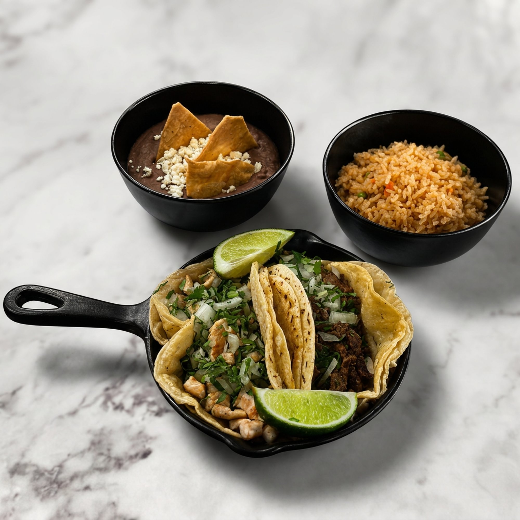 2 Tacos + Arroz y Frijoles | 2 Tacos + Rice and Beans
