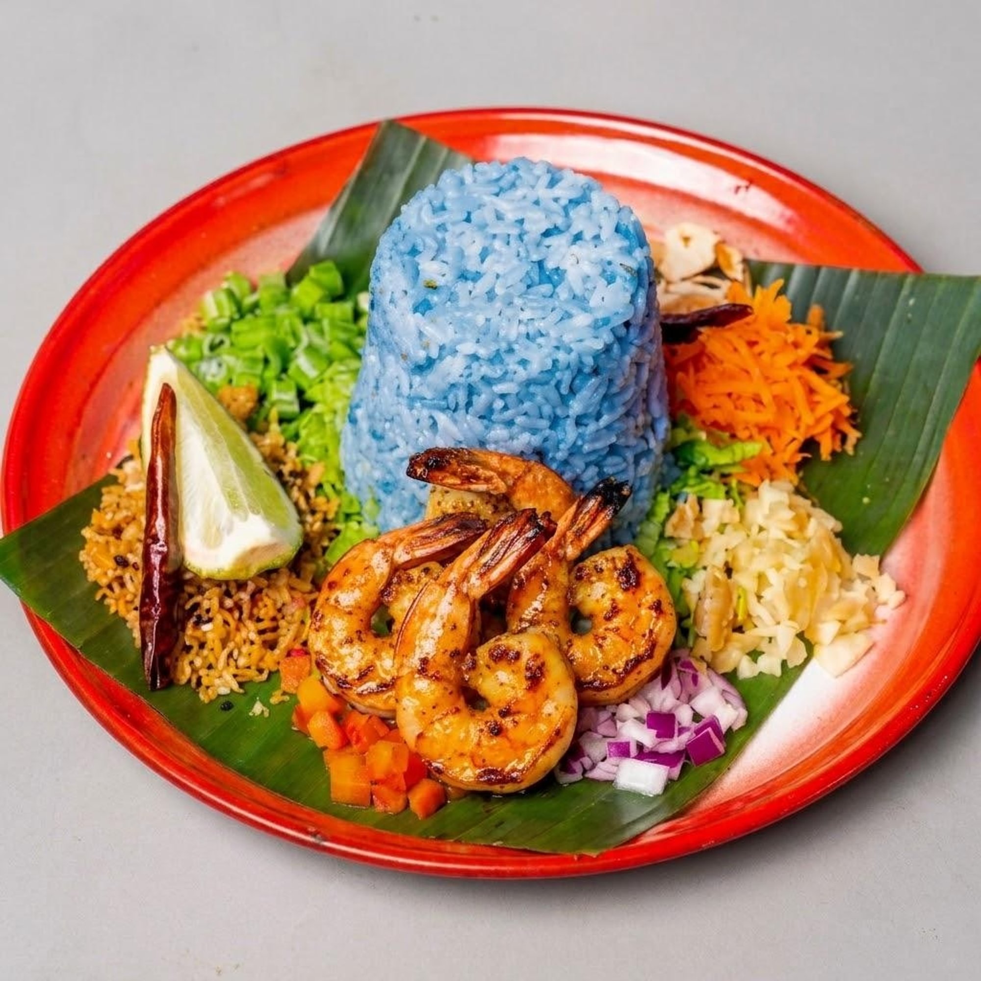 Herbal Rice Salad Grilled Shrimps