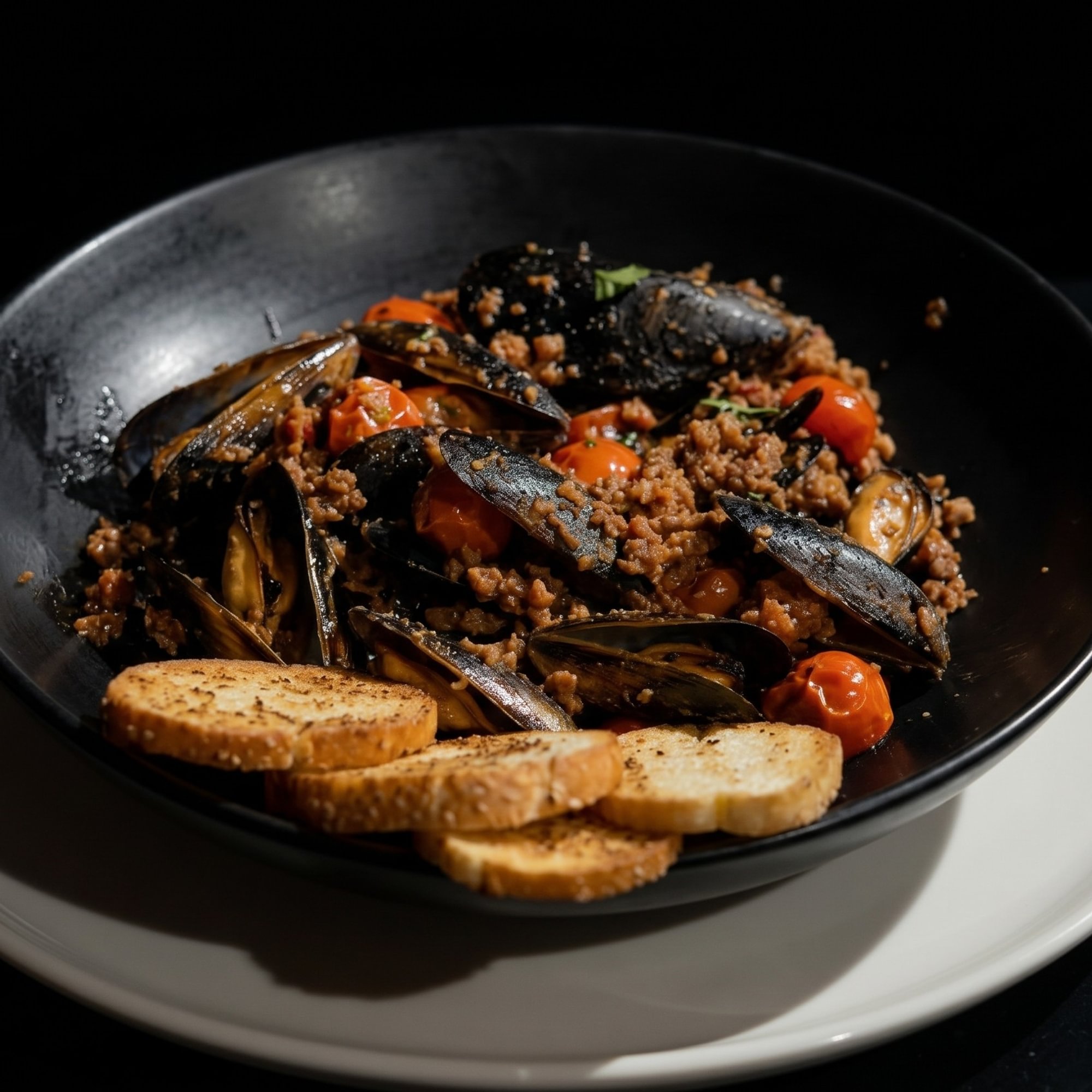 Mussels with Bacon Crumbles
