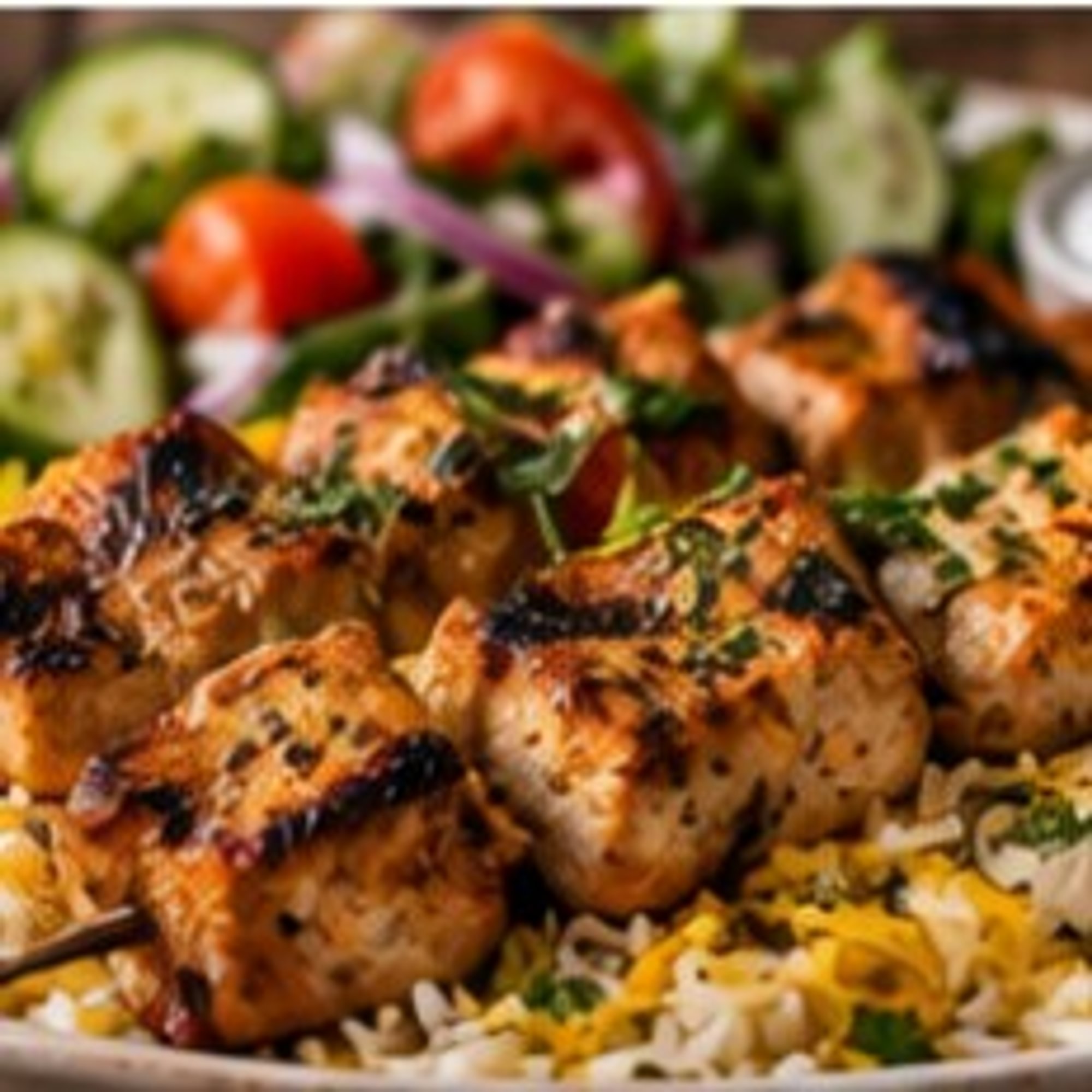 Chicken Shish Kebab Over Rice