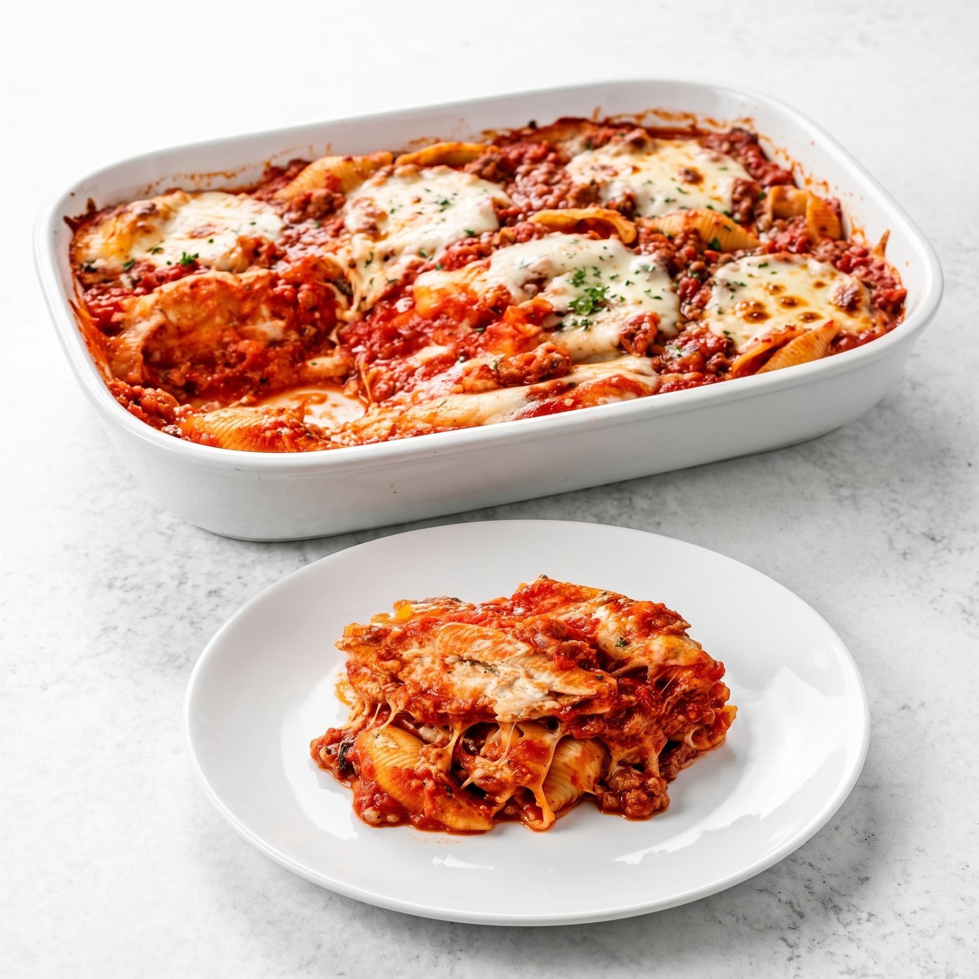Stuffed Shells with Meat Sauce Parmigiana