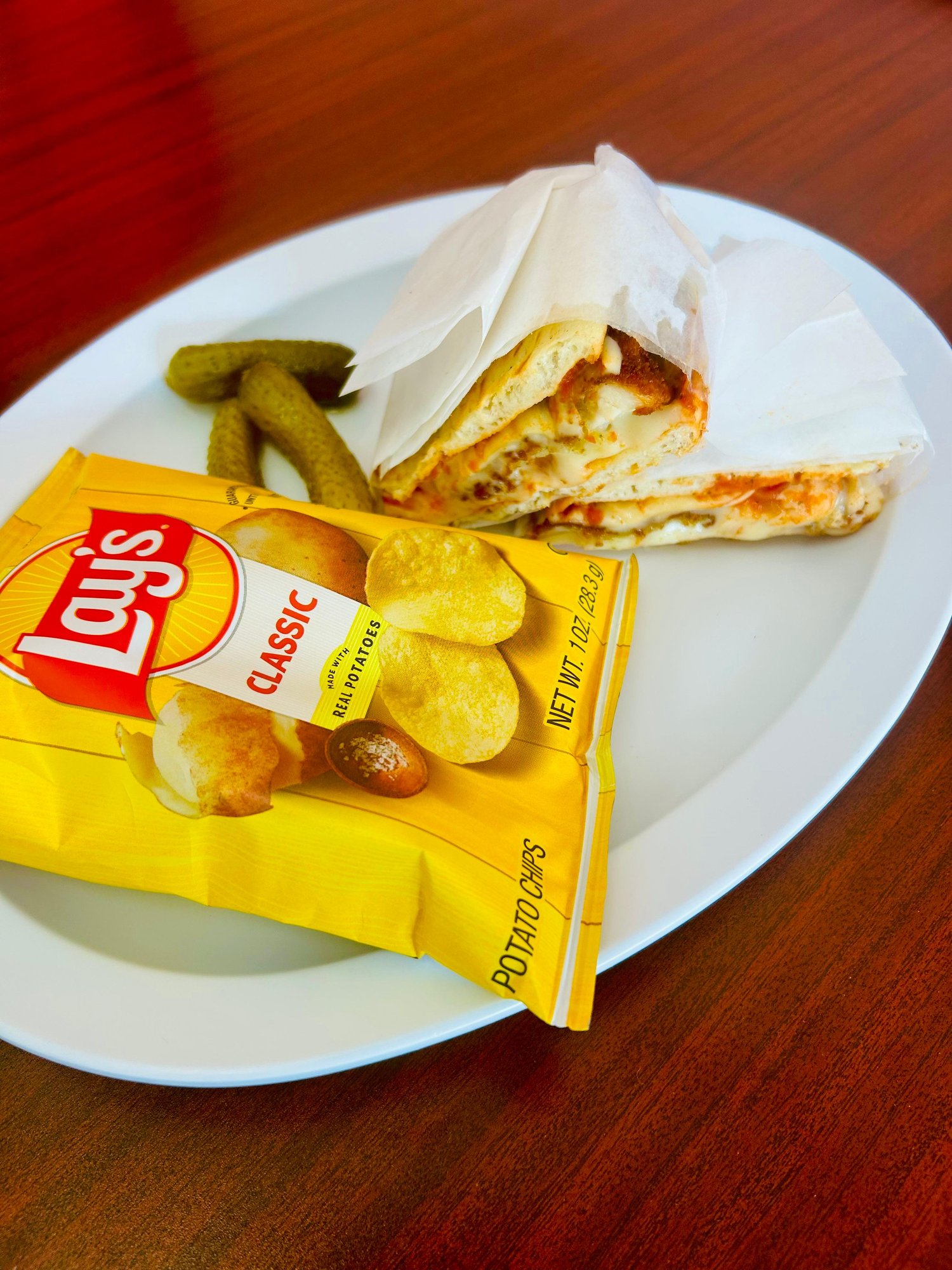 Chicken Parmegiano Panini w/ lays
